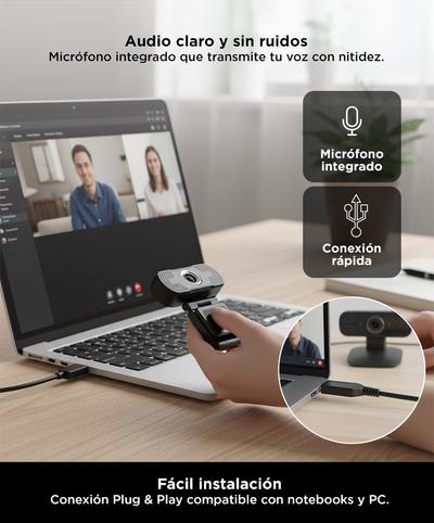 Camara Web Gadnic Webcam Full HD 1080P con Micrófono 30 FPS Outlet
