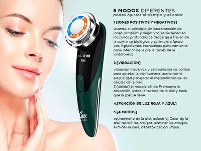Masajeador Facial Radiofrecuencia Gadnic CPLED1 Rejuvenecedor  Radiofrecuencia LED Luz Roja Azul EMS Intensidades Bateria 500 mAh