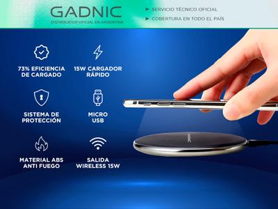 Cargador Inalambrico para Celular Gadnic 15W