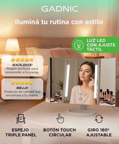 Espejo Maquillaje Tactil Gadnic Luces Led Bidcom