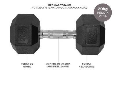 Mancuerna Hexagonal Gadnic Fit 20KG Goma Gadnic