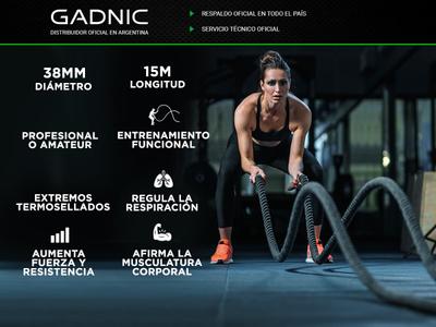 Soga De Entrenamiento Gadnic Battle Rope 38mm x 15 Mts