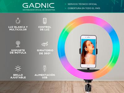 Aro de Luz Gadnic para Selfies Luz LED RGB Gadnic
