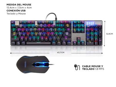 Teclado Mecanico Gaming Gadnic QWERTY 104 Teclas Mouse Gamer Bidcom
