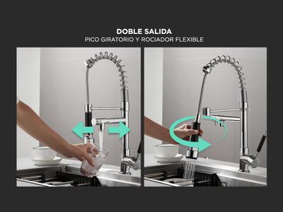 doble comando canillas para cocina modernas