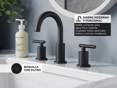 Griferia de Baño y Cocina Rieti Doble Comando Negro Mate Gadnic