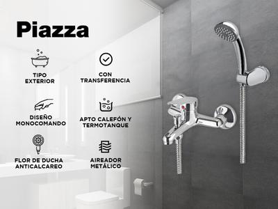 Grifería Piazza Bañera Ducha Domani Monocomando Transferencia
