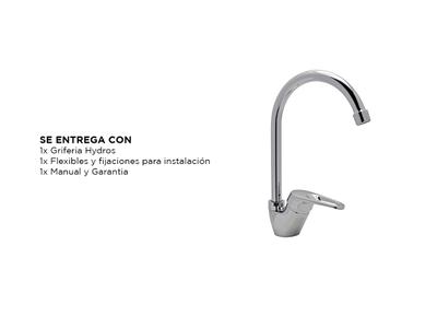 Grifería Cocina Hydros Monocomando Mesada Pico Alto Link Cromo