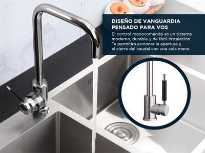 Grifo Piazza 10303 Grifería Cocina Monocomando Gourmet Cromo 10303