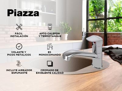 Griferia Cocina Piazza Domani Mesada Pico Alto Cromado 10616 Bidcom