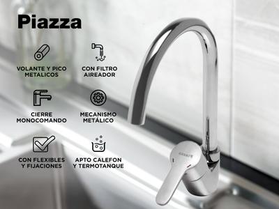 Griferia Cocina Piazza Emblem Monocomando Pico Bar Mesada 10014