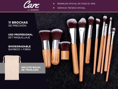 Set Profesional x 23 Brochas De Maquillaje Gadnic Fibra Natural Estuche