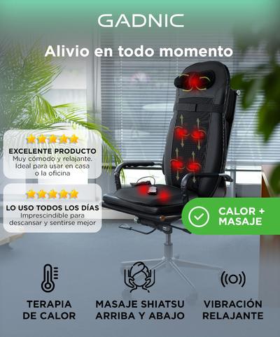 Asiento Masajeador Gadnic Alamo Cuello Espalda y Gluteos Modos Terapia de  Calor
