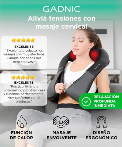 Masajeador Gadnic Ombu Cervical y Lumbar Shiatsu Terapia de Calor