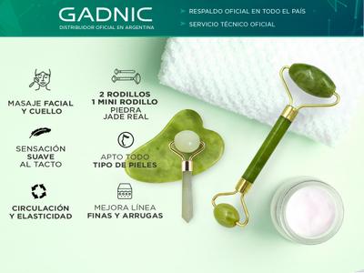 Kit Masajeador Facial Rodilo Guasha Corporal Jade Rodillo Gadnic