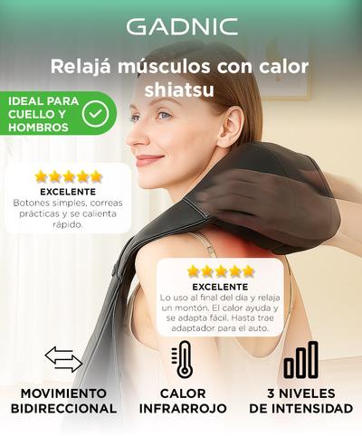 Masajeador Cervical y Lumbar Gadnic Rodillos Bidireccionales