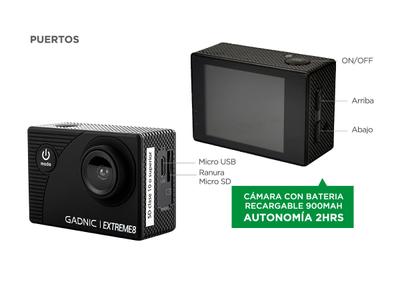 Cámara Deportiva Gadnic Extreme8 Full Hd Sumergible 30mts Batería