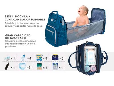 Mochila Maternal South port Con Cuna Cambiador Plegable Bidcom
