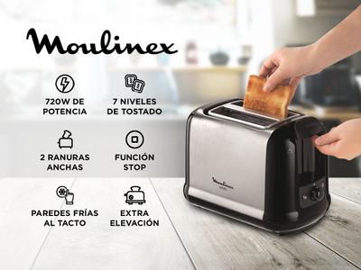 Tostadora Moulinex Subito Niveles 720W Descongela Acero