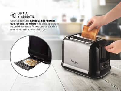Tostadora Moulinex Subito Niveles 720W Descongela Acero