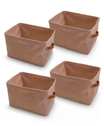 Set De 4 Cestas De Almacenaje De Tela Plegables: Organizadores Decorativos Para Baño, Dormitorio Y Estantería (20.5x16x13cm)