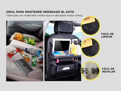 Organizador Para Asiento De Coche HIFROM - Con Mesa Plegable, Bolsas Y Cubo De Basura, Color Beige