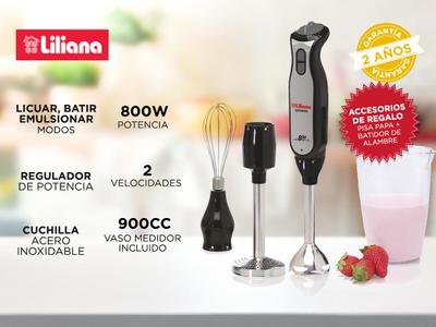 Mixer Liliana Supermix AH730 3en1 800w Procesa Bate Pisa Papas