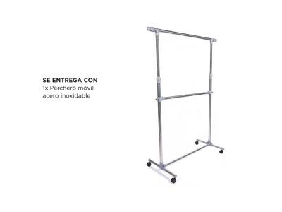 Perchero Movil Gadnic Doble Barral Con Ruedas Transportable Bidcom