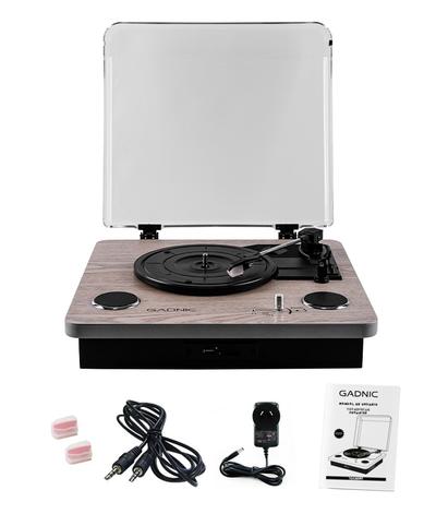 Tocadiscos Gadnic Madera Bluetooth Portátil Velocidades FM USB - Main Image