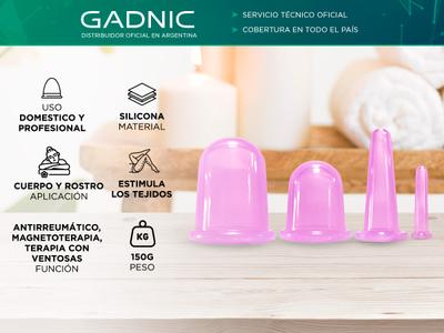 Set X4 Ventosas de Vacío Gadnic MASSAG-V3N Masajeador Facial
