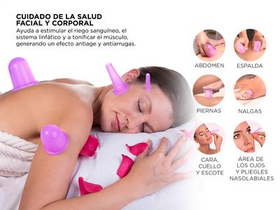 Masajeador Facial Aparato Ventosa Celulitis Set X4 Ventosas De