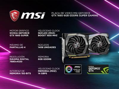 Placa de Video MSI Geforce GTX 1660 6GB GDDR6 Super Gaming Bidcom