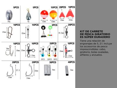 Kit de pesca completo con 2 cañas completas y 2 carretes con