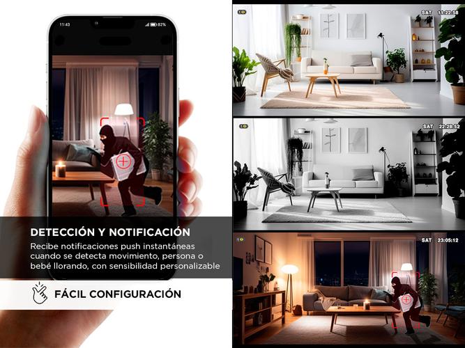 Kit x 4 Cámara de Seguridad SriHome Audio Bidireccional Pantalla HD 28 Pulgadas - 2