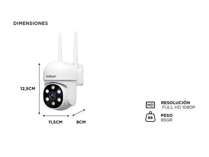 Kit x 6 Cámara de Seguridad IP Domo SriHome SH061 Full HD Vision Nocturna - 4