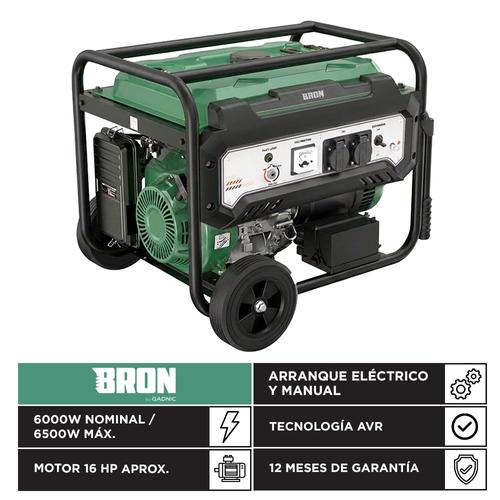 Generador Grupo Electrógeno a Nafta BRON by Gadnic 6500WPortátil Ruedas 220V Arranque Eléctrico  - 0