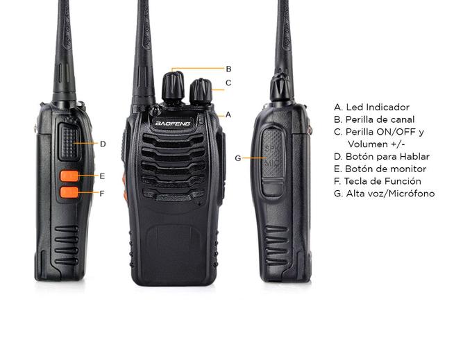 Handy Baofeng BF-888S Kit x2 5w 16CH UHF Hasta 10km + 4 Baterías y 2 Manos Libres - 5