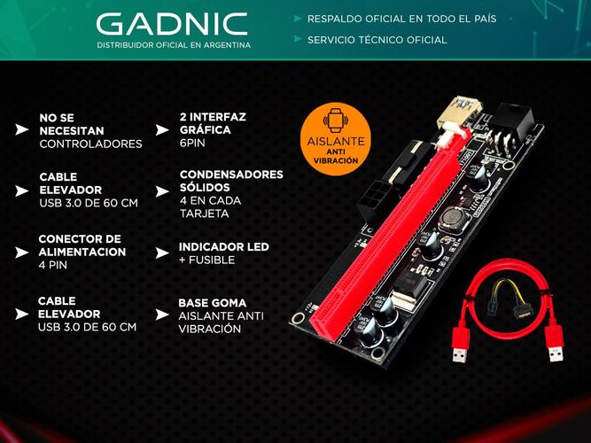 Riser Ver 009s Pcie 6pin 16x Mineria Express Usb Eth Btc - 1