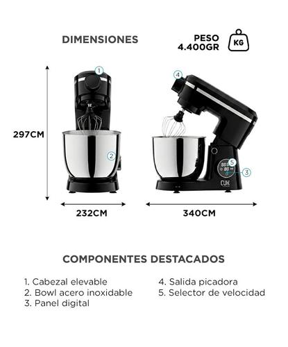 Batidora Planetaria CUK by Gadnic 6 en 1 con Picadora De Carne 1400W  - 5