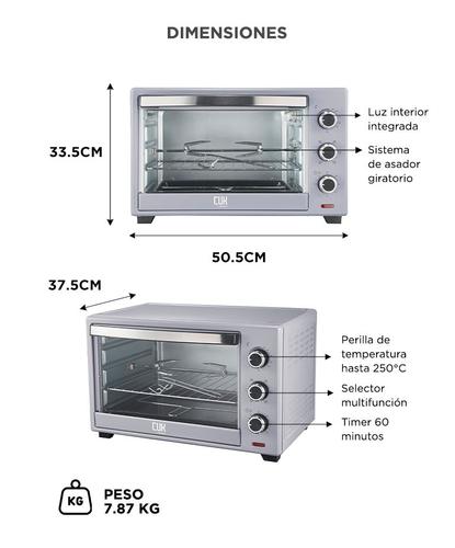 Horno Eléctrico CUK By Gadnic 38L 1600W Convección Con Asador Giratorio Rotiseria - 5