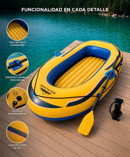 Bote Inflable South Port By Gadnic PVC Con Remos + Inflador Manual Para 1 Persona - 4
