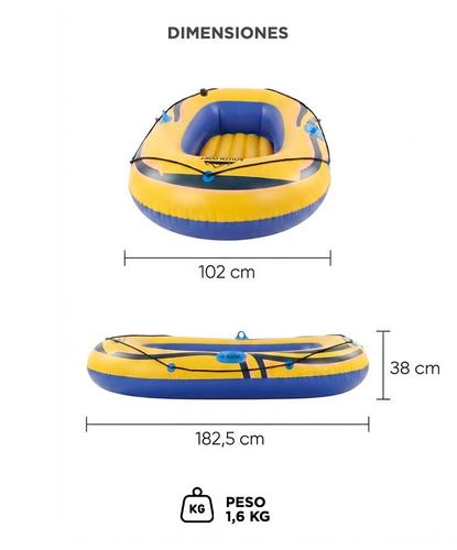Bote Inflable South Port By Gadnic PVC Con Remos + Inflador Manual Para 1 Persona - 5