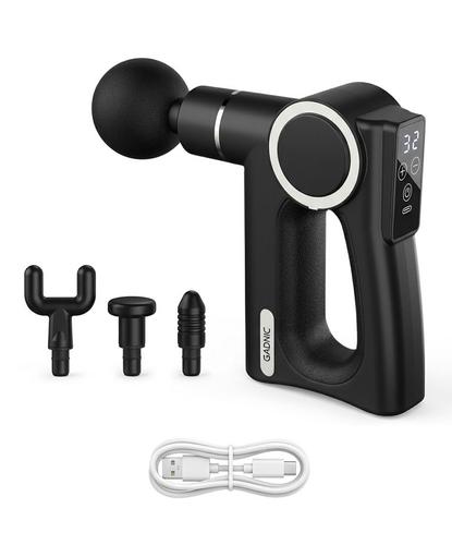Pistola de Masaje Corporal Gadnic Percusión de Tejido Profundo 32 Niveles Potencia 24W 4 Cabezales - 6