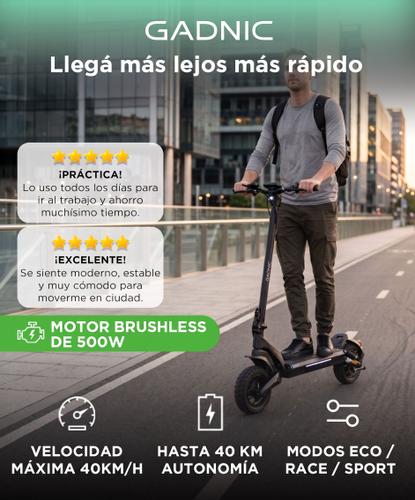 Monopatín Eléctrico Urbano Gadnic Suspensión Delantera Y Trasera Autonomía 40 km Motor 500W Velocidad 40 km/h - 1