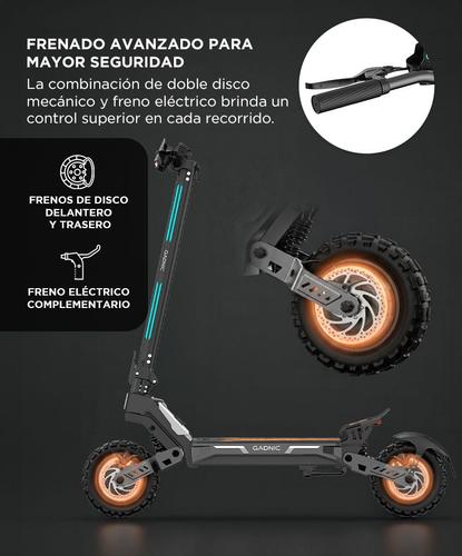 Monopatín Eléctrico Gadnic Motor Potente 1200W Autonomía 80 km Velocidad 55 km/h Neumáticos Todoterreno 11”  - 2