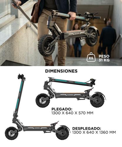 Monopatín Eléctrico Gadnic Motor Potente 1200W Autonomía 80 km Velocidad 55 km/h Neumáticos Todoterreno 11”  - 5