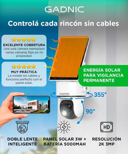 Cámara de Seguridad Solar Gadnic Lente Dual IP65 Full HD Visión Nocturna  - 1