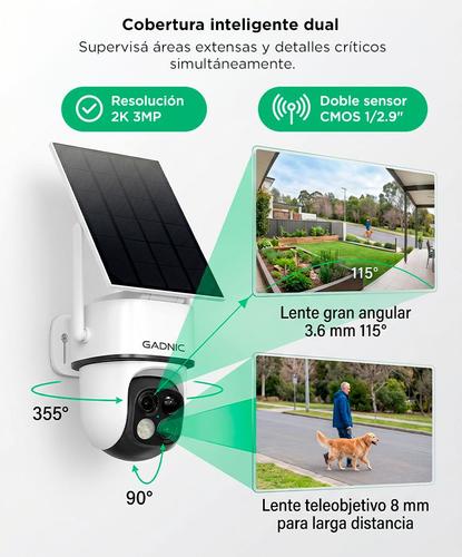Cámara de Seguridad Solar Gadnic Lente Dual IP65 Full HD Visión Nocturna  - 2