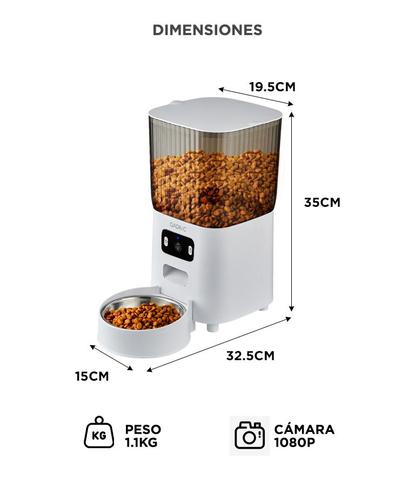 Comedero Automatico Gadnic Para Mascotas 5 litros Con Camara y Aplicación Bowl Acero Inoxidable  - 4