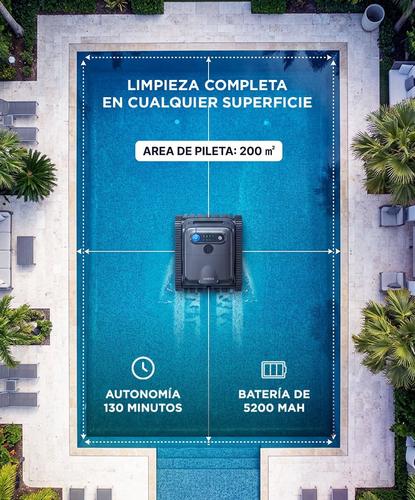 Robot Limpia Piletas Gadnic Barrefondos Inalámbrico 110W 4 Modos Pared Piso Linea de Agua - 3